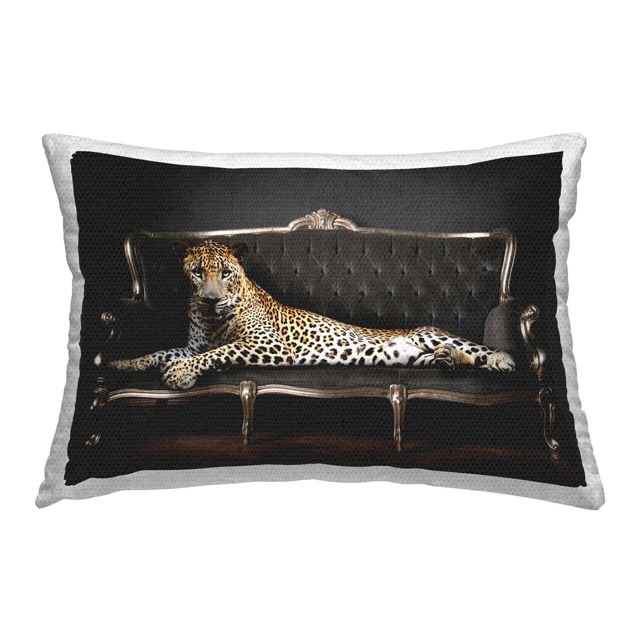 Cheetah Sprawled on Couch Outdoor Printed Pillow Design by Reinders, 14 x 7 x 20